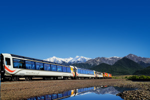 TranzAlpine Approaching Southern Alps NZ transport