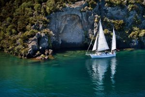 Sail Barbary - Mine Bay Maori Rock Carvings